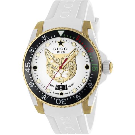 gucci white watch women'|Gucci mystic cat watch.